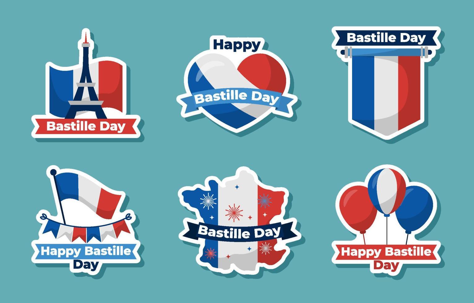 Bastille Day Sticker Set vector