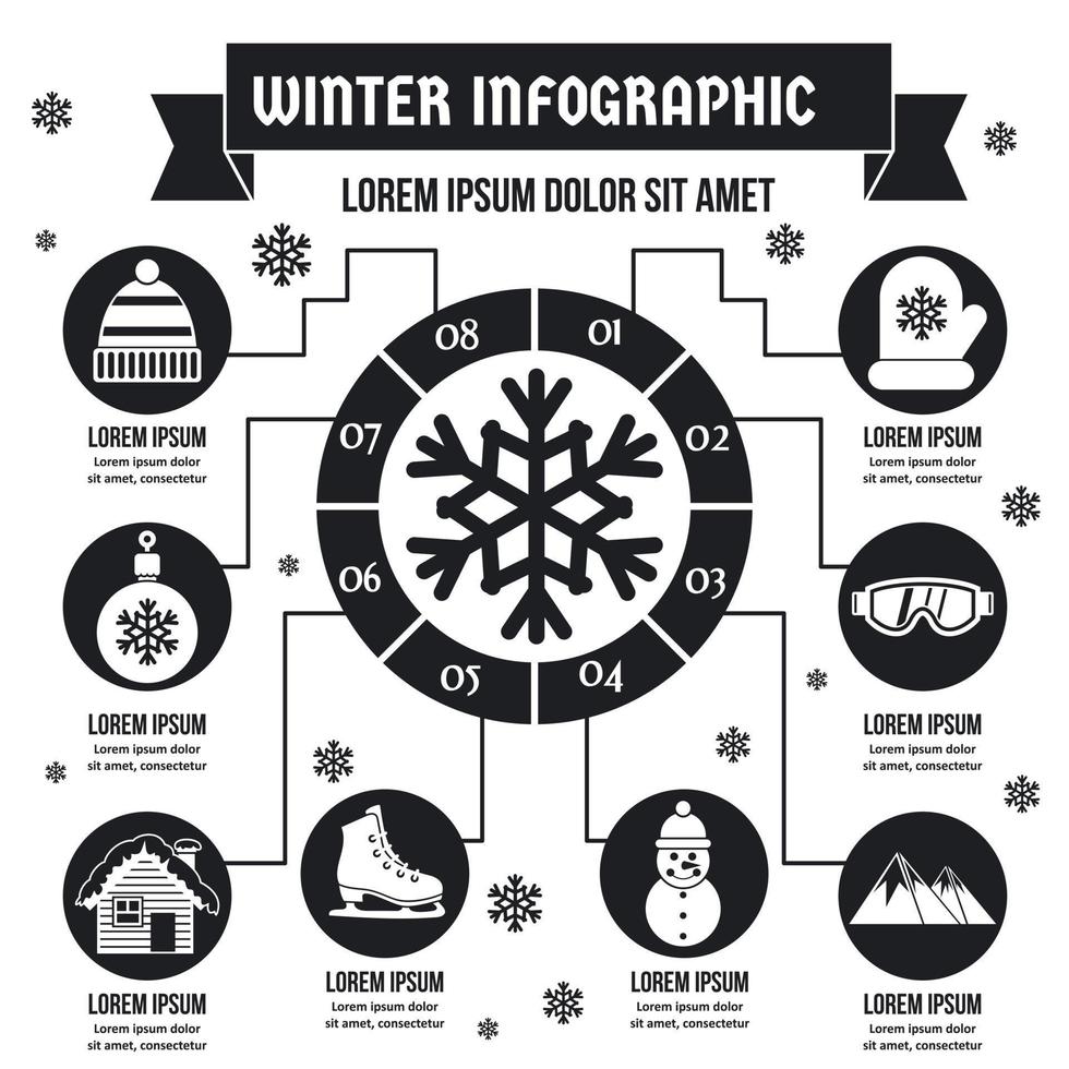 Winter infographic concept, simple style vector