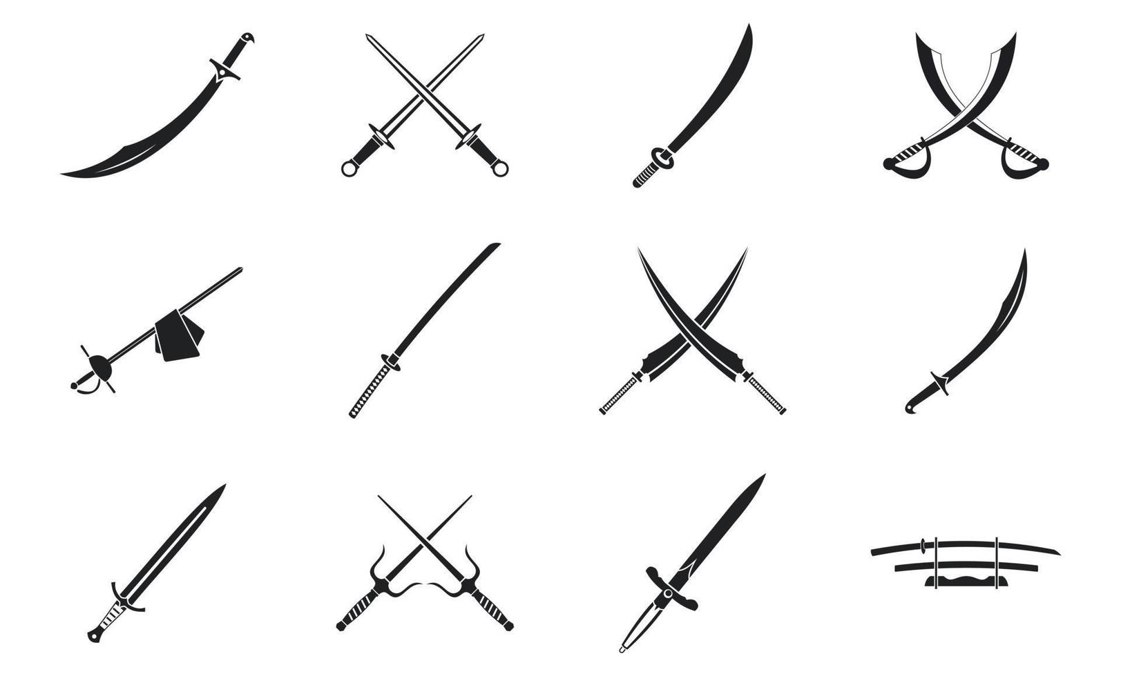 conjunto de iconos de espada, estilo simple vector
