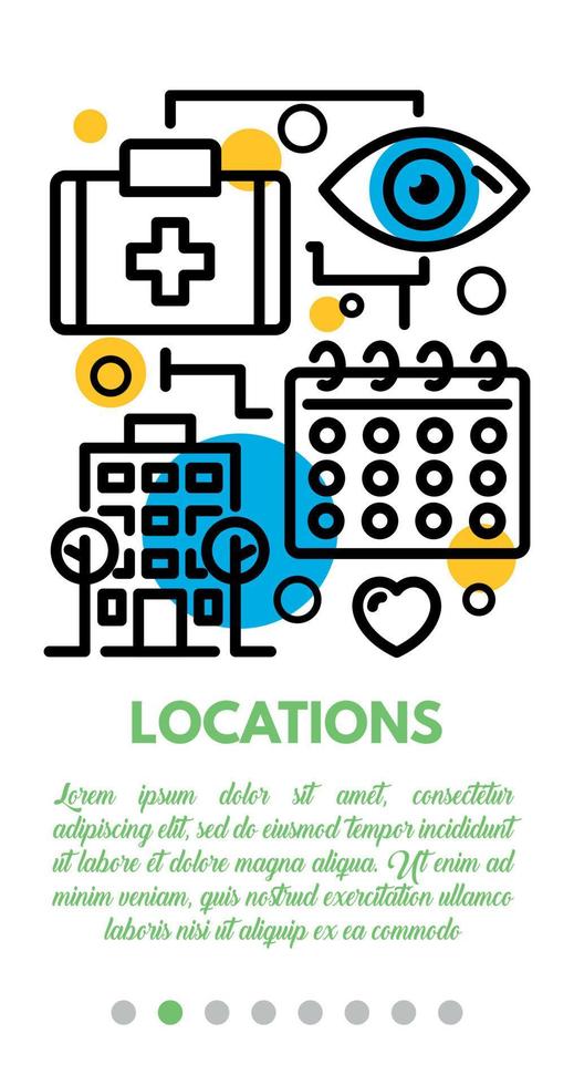 Medical locations banner, outline style vector