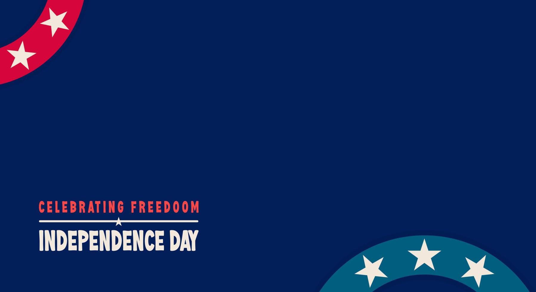 Banner, background, Fourth of July Independence Day. Abstract design with text and copy space area. Star, minimal, simple vector