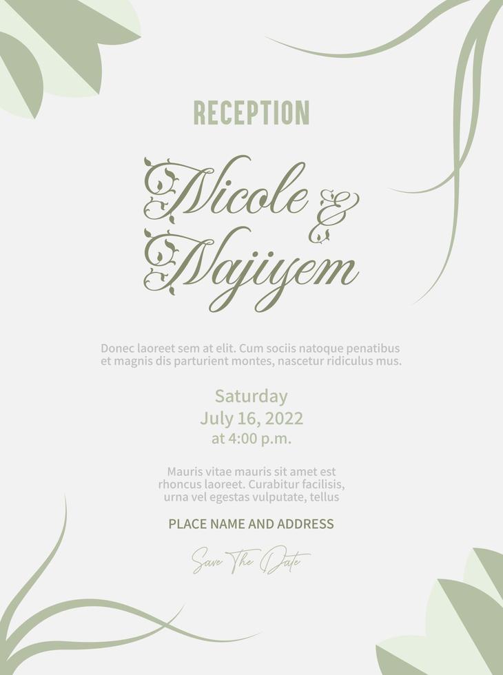 Geometry, Summer wedding invitation. Invitation card, decoration, art deco, elegant, luxury, leaf vector