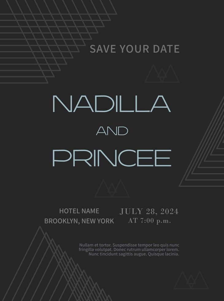 Geometry, Summer wedding invitation. Invitation card, decoration, art deco, elegant, luxury, ornament vector