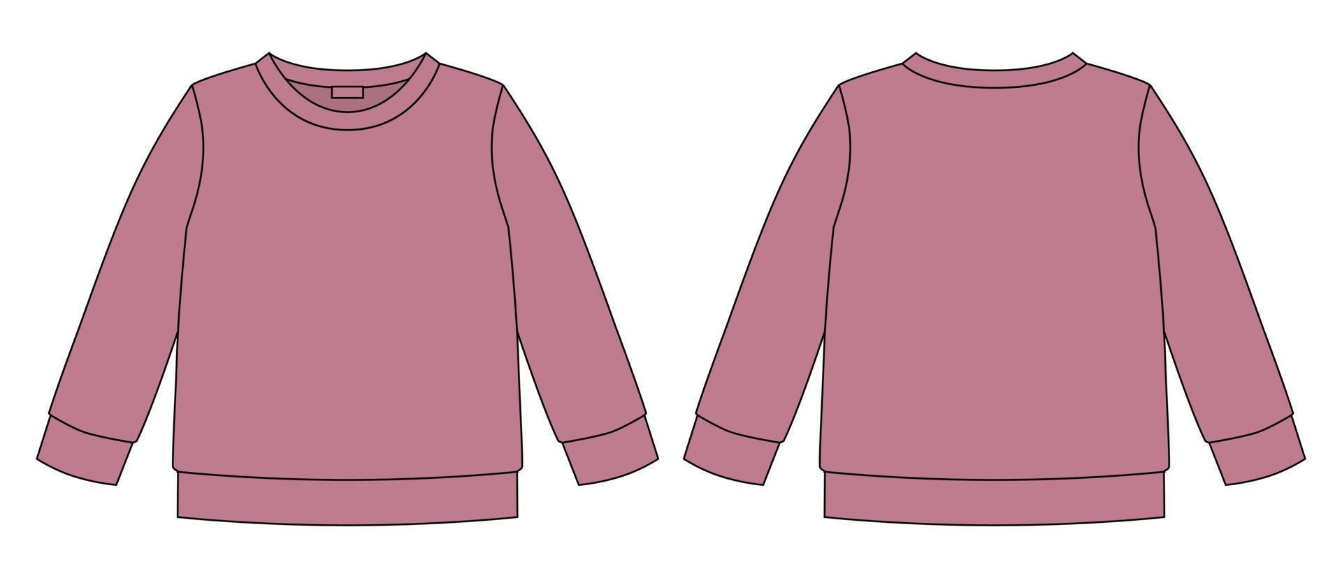 Technical sketch sweatshirt. Kids wear jumper design template. Pudra color. vector