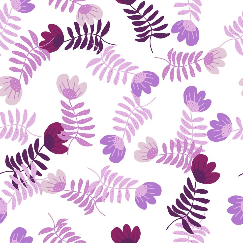 Stylized folk flower seamless pattern. Hand drawn elegant botanical illustration. vector