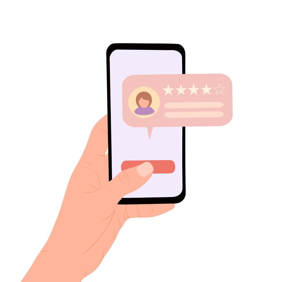 Feedback. sent feedback on phone. Illustration for printing, backgrounds, covers, packaging, greeting cards, posters, stickers, textile and seasonal design. Isolated on white background. vector