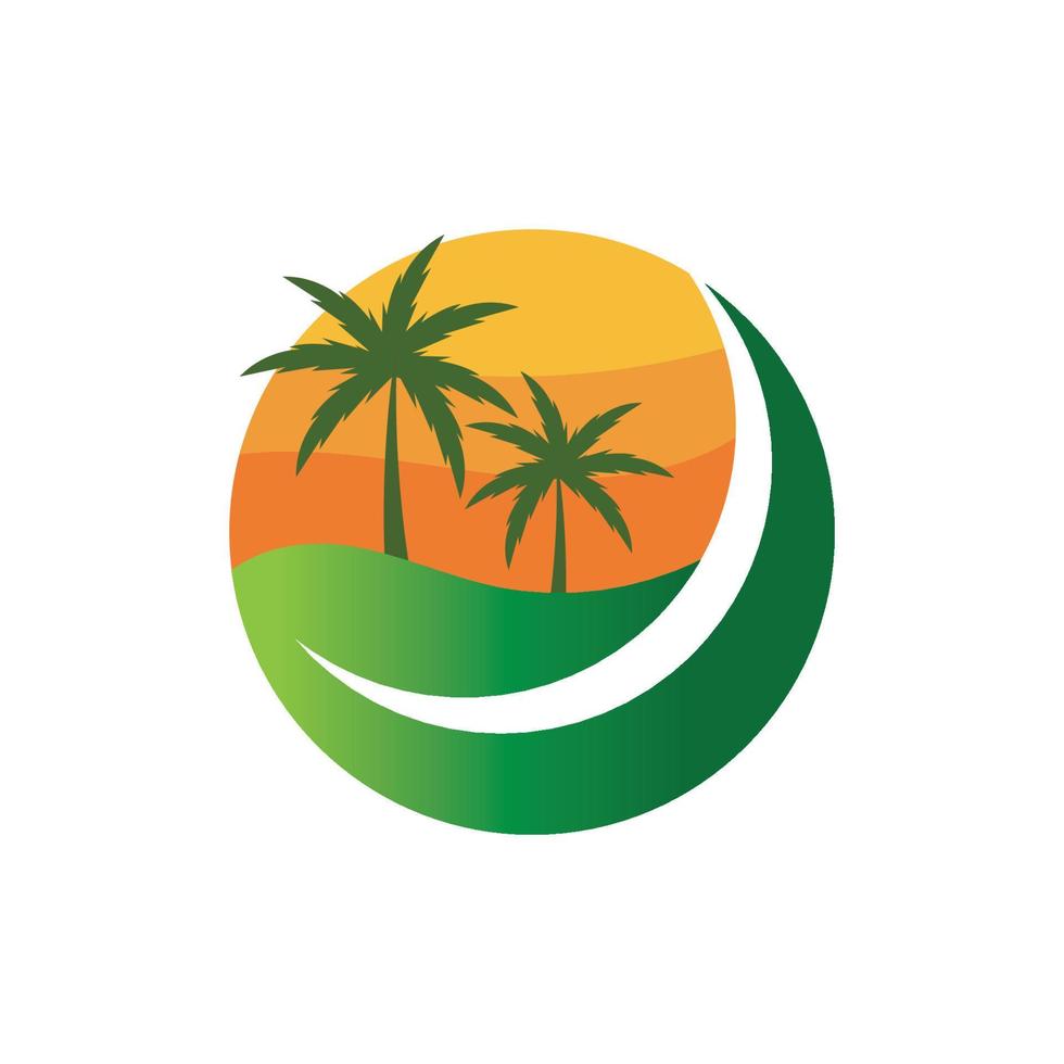 diseño de vector de plantilla de logotipo de ilustración de verano de palmera