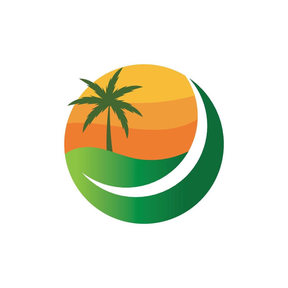 Palm tree summer illustration logo template vector design