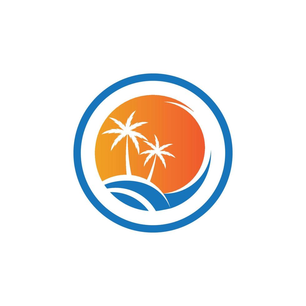 diseño de vector de plantilla de logotipo de ilustración de verano de palmera