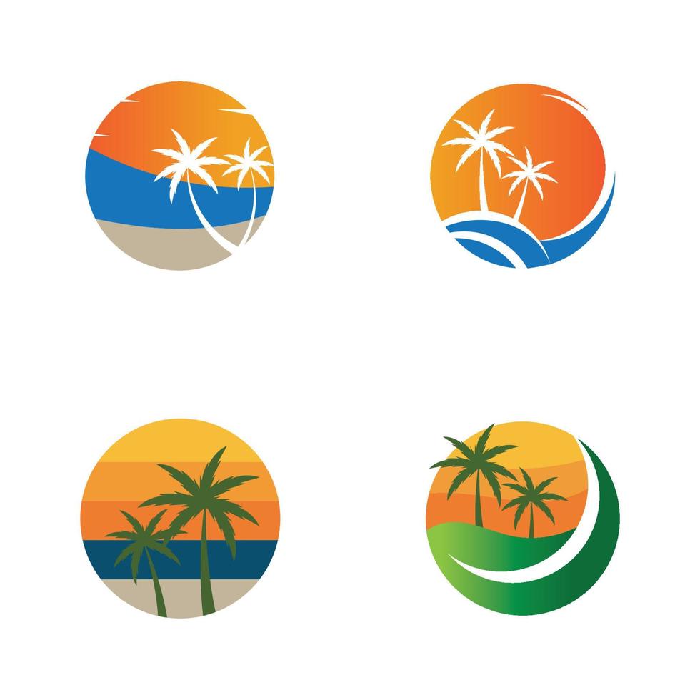 Palm tree summer illustration logo template vector design