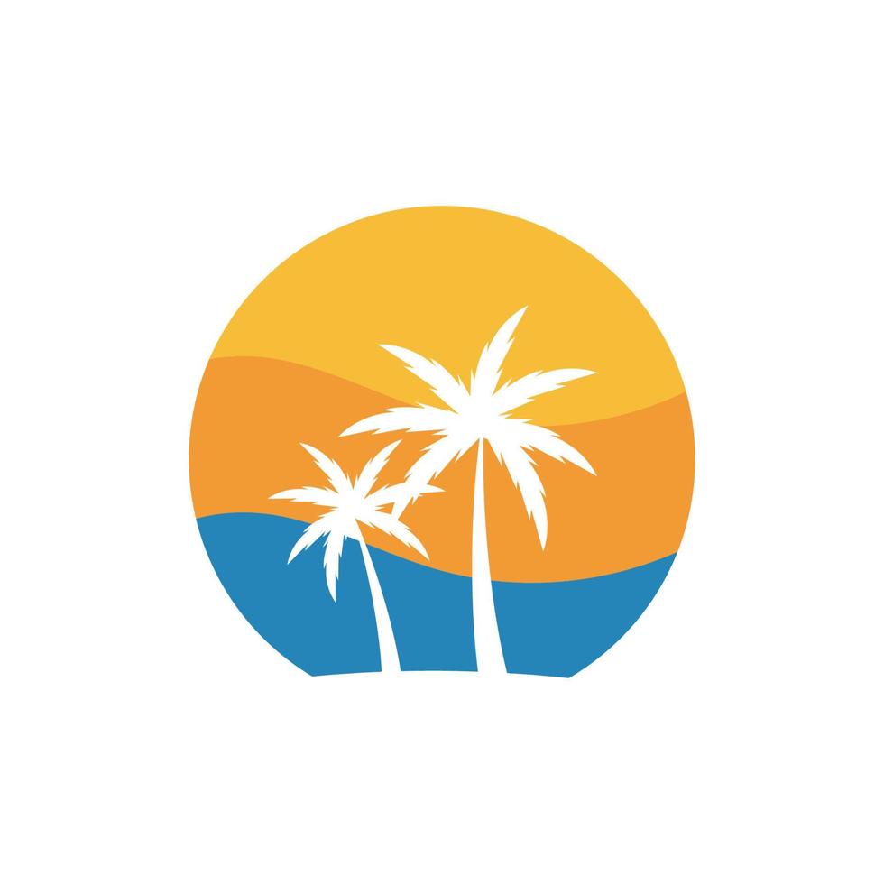 Palm tree summer illustration logo template vector design