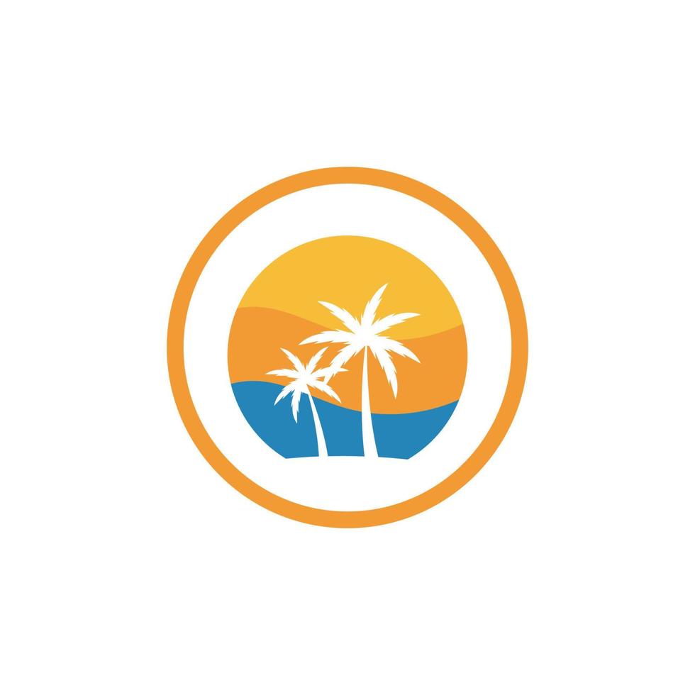 diseño de vector de plantilla de logotipo de ilustración de verano de palmera