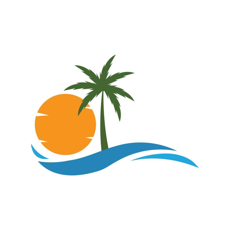 diseño de vector de plantilla de logotipo de ilustración de verano de palmera