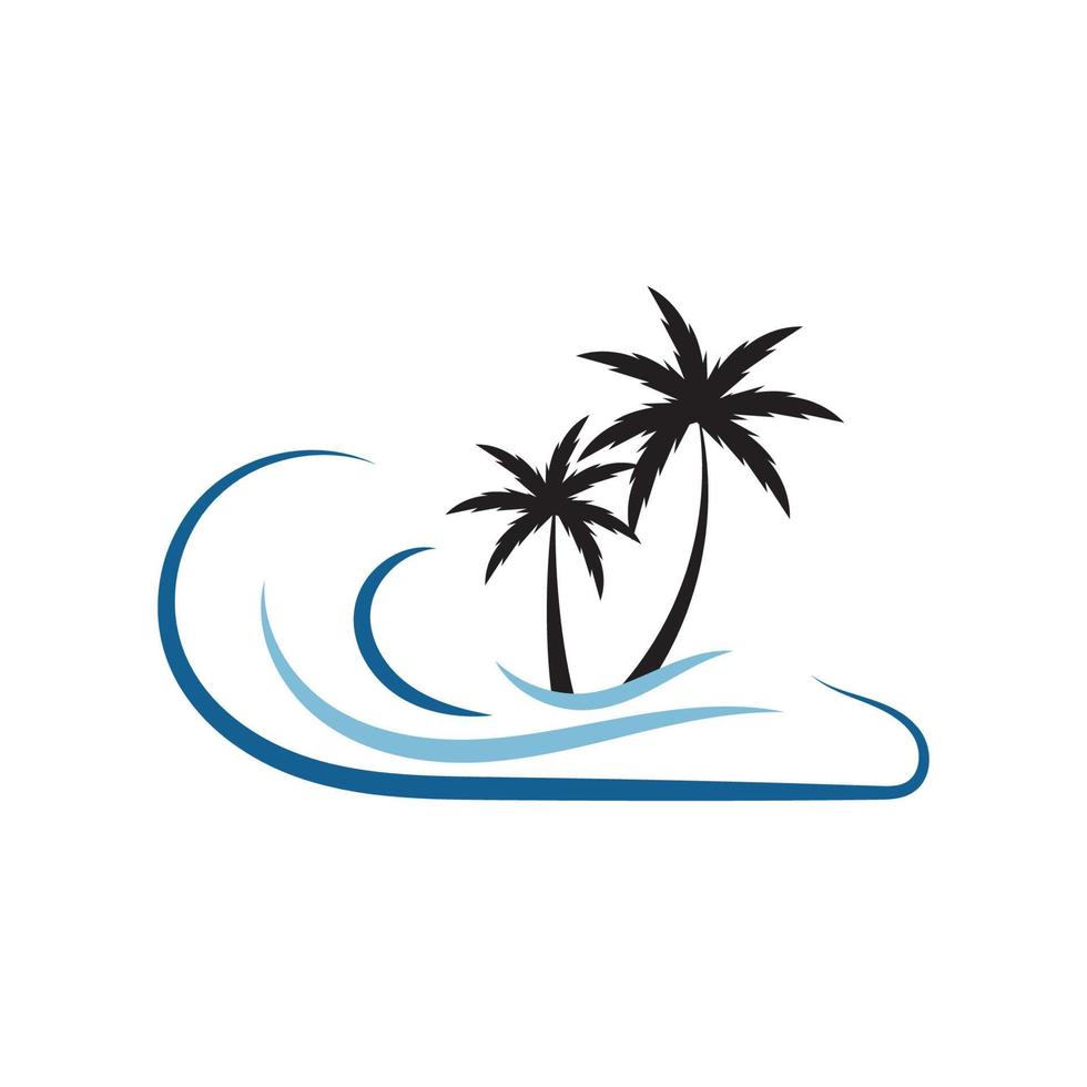 diseño de vector de plantilla de logotipo de ilustración de verano de palmera