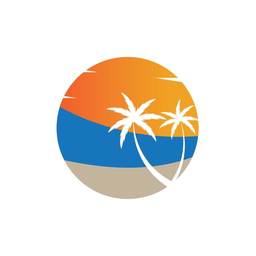 diseño de vector de plantilla de logotipo de ilustración de verano de palmera