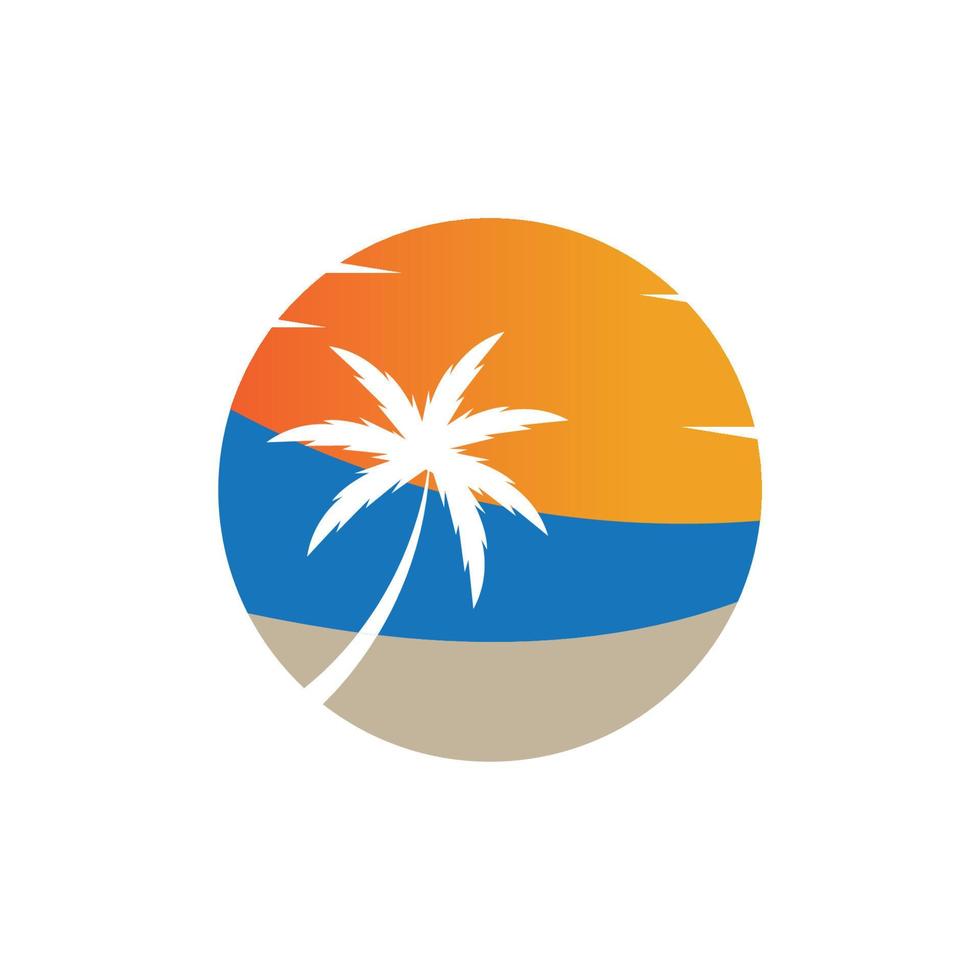 diseño de vector de plantilla de logotipo de ilustración de verano de palmera