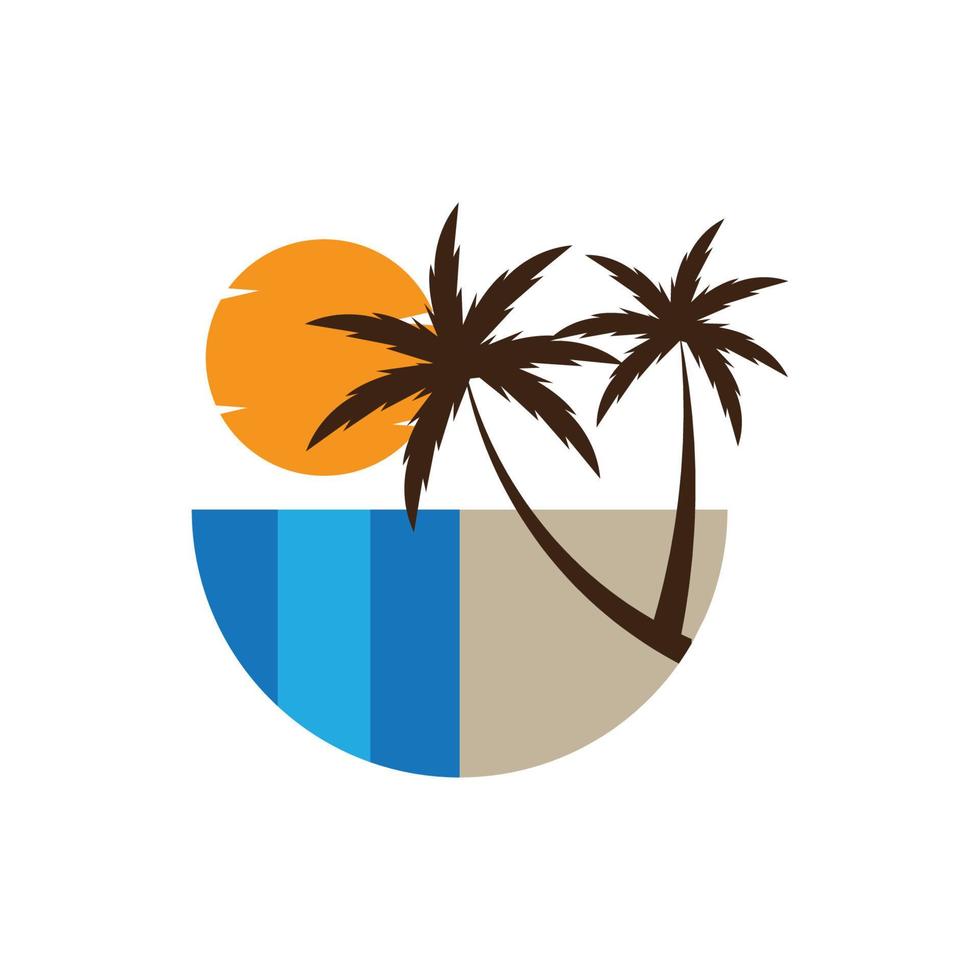 diseño de vector de plantilla de logotipo de ilustración de verano de palmera