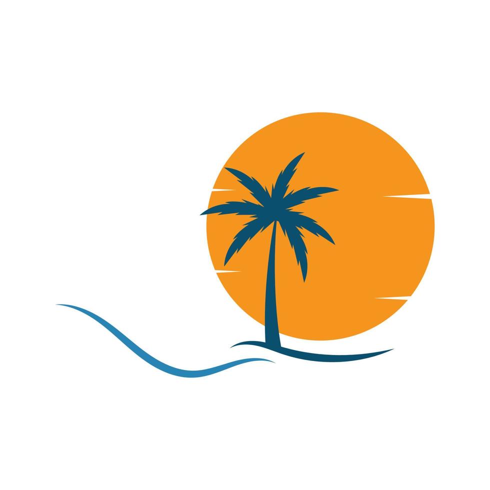 Palm tree summer illustration logo template vector design