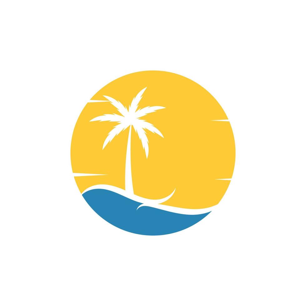 diseño de vector de plantilla de logotipo de ilustración de verano de palmera