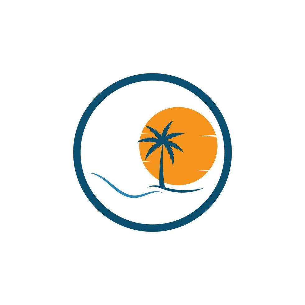 diseño de vector de plantilla de logotipo de ilustración de verano de palmera