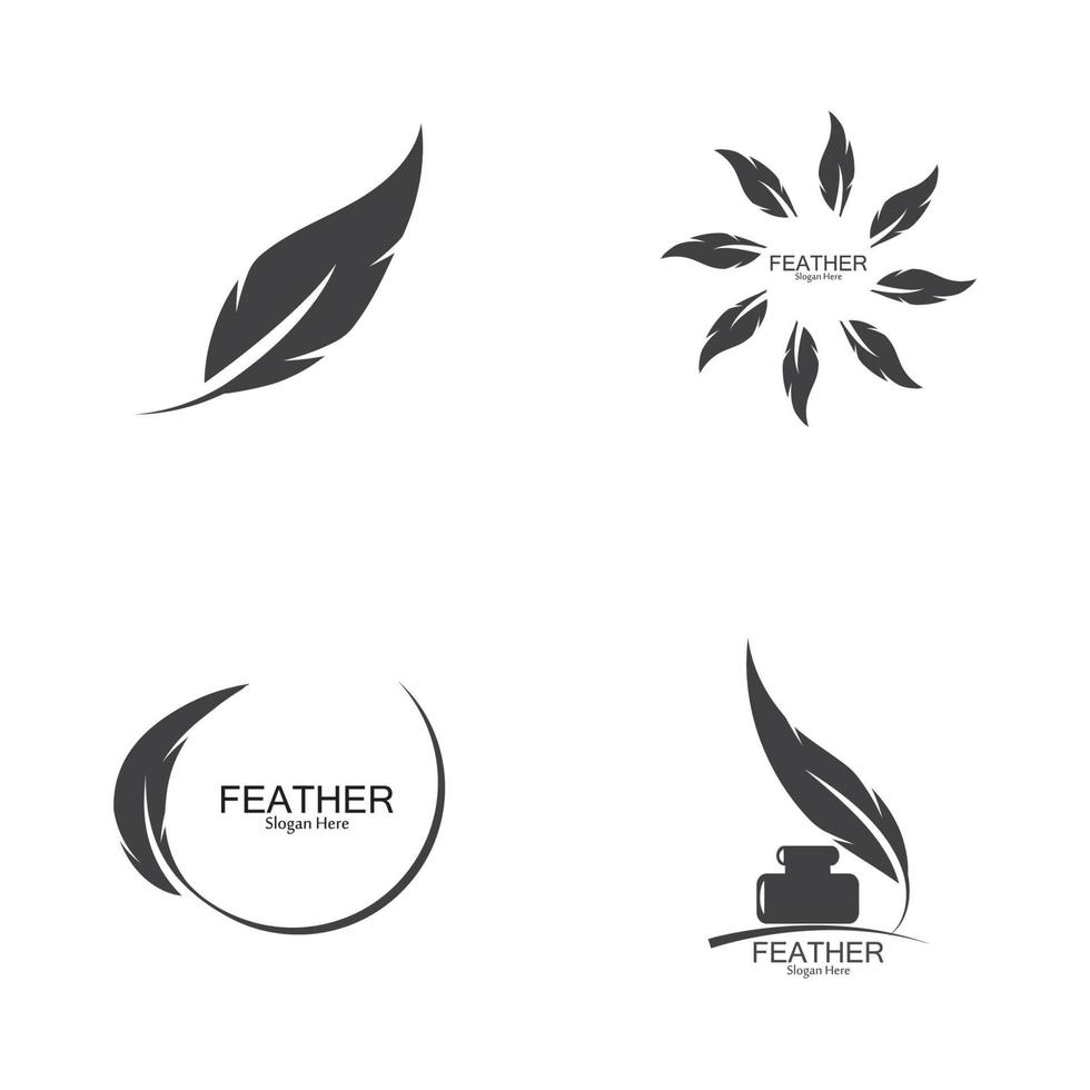 plantilla de vector de logotipo de pluma