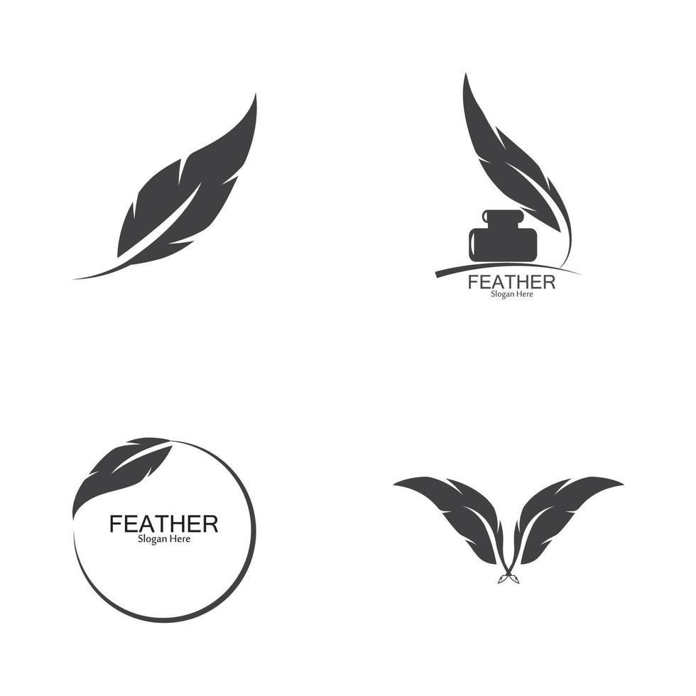 plantilla de vector de logotipo de pluma