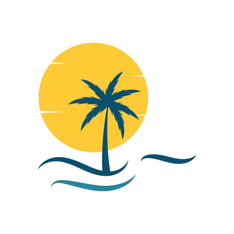 Palm tree summer illustration logo template vector design