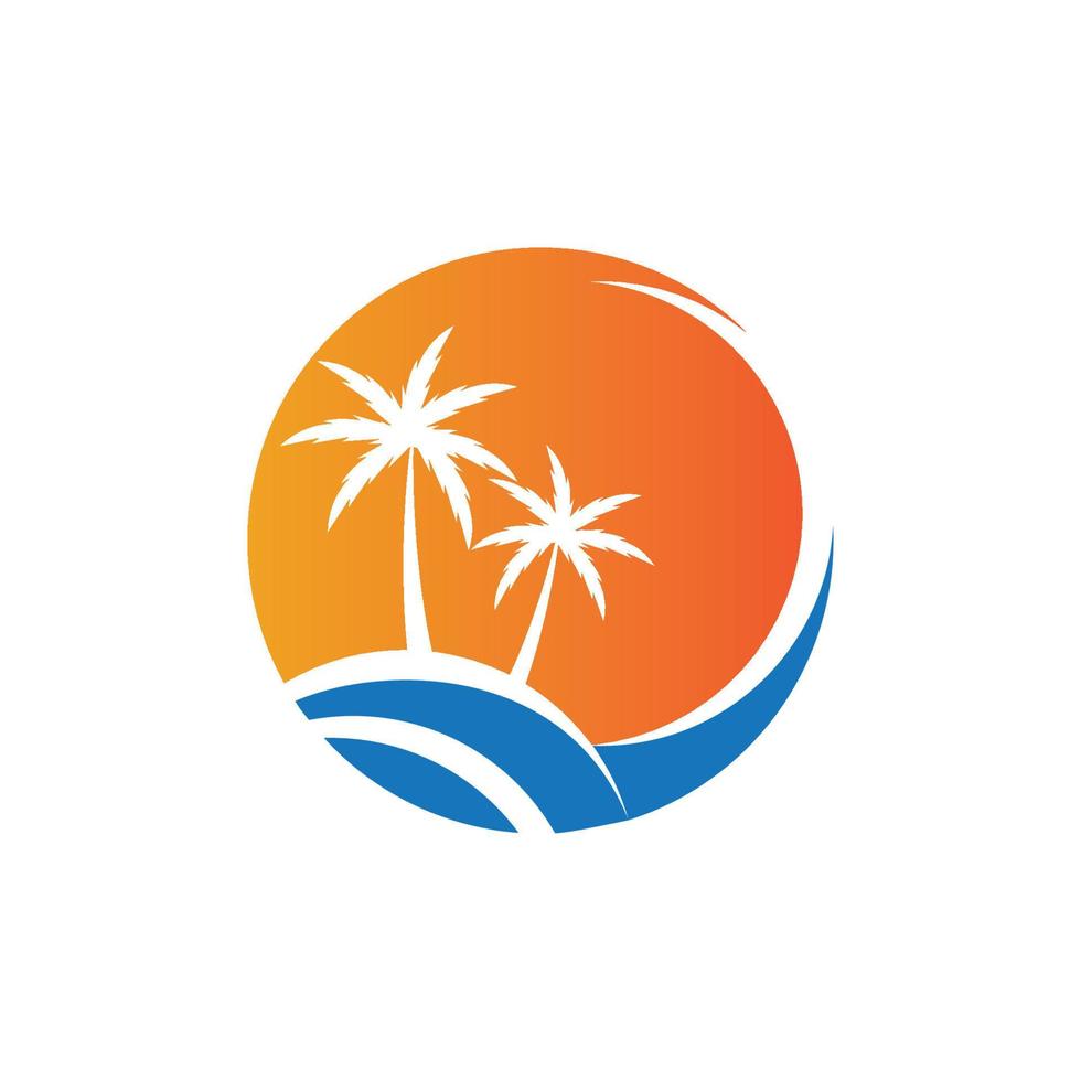 diseño de vector de plantilla de logotipo de ilustración de verano de palmera
