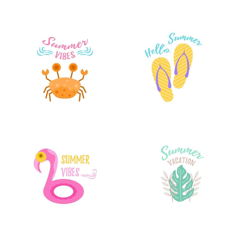 Summer element collection template vector