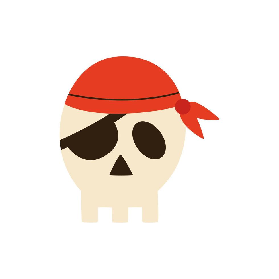Vector illustration of hand drawn pirate skull on white background.