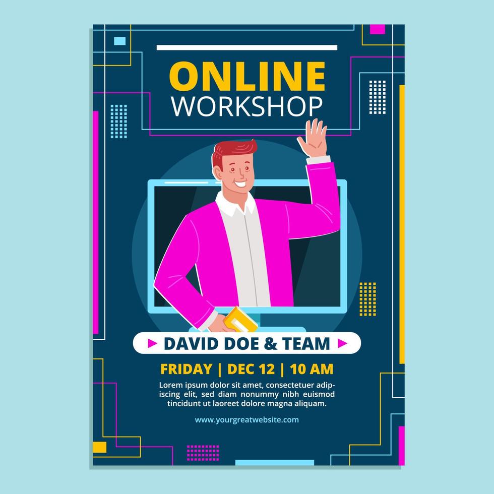 Online Workshop Poster Design Templates vector