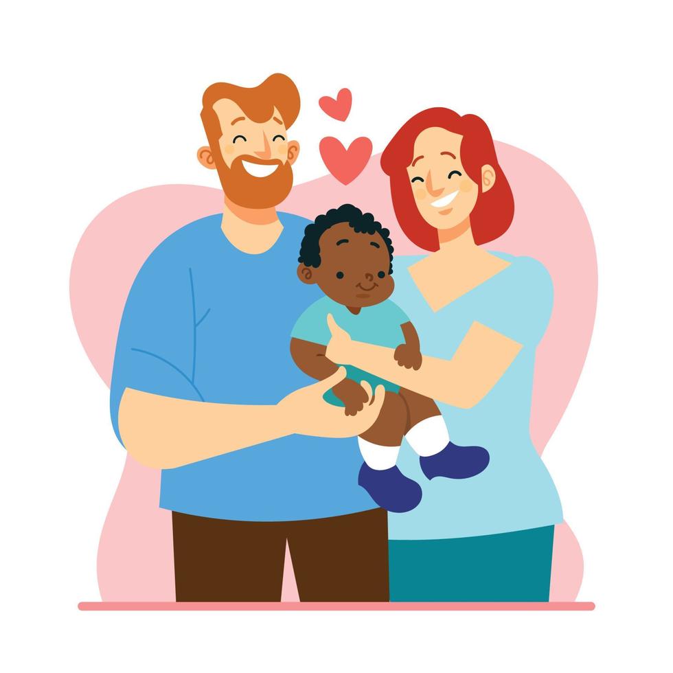 concepto de adopción interracial vector