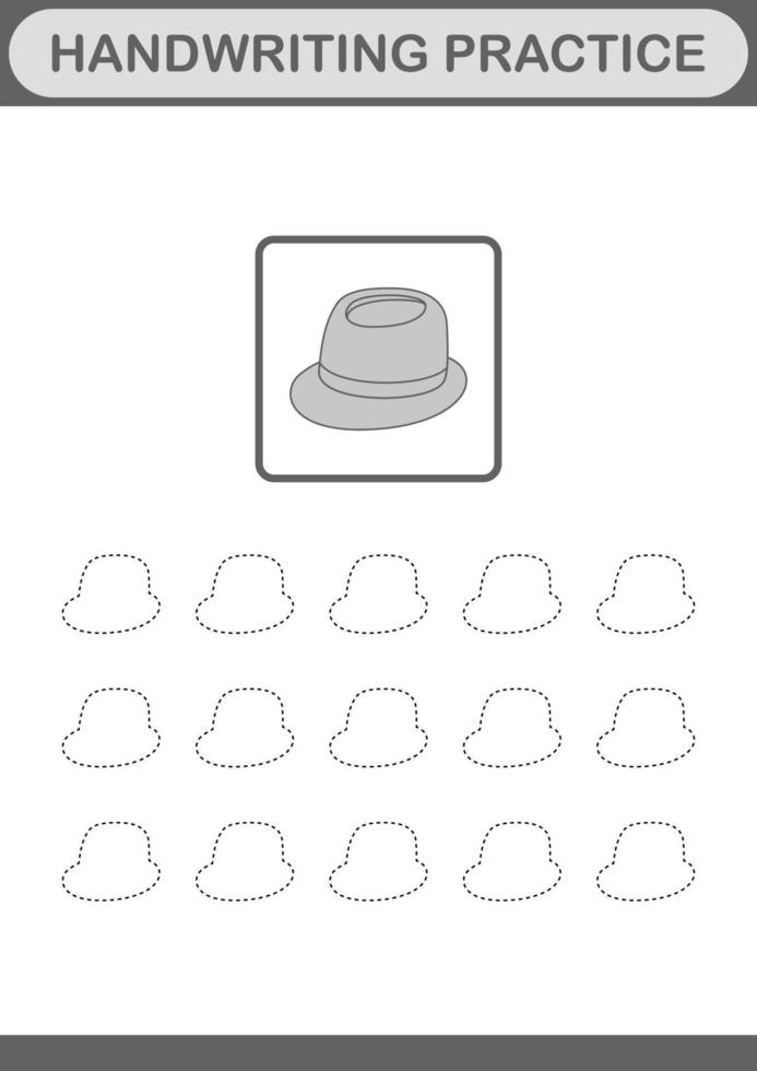 Handwriting practice with Fedora Hat. Worksheet for kids vector