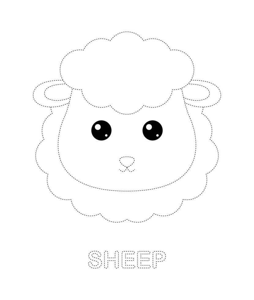 Sheep tracing worksheet for kids vector