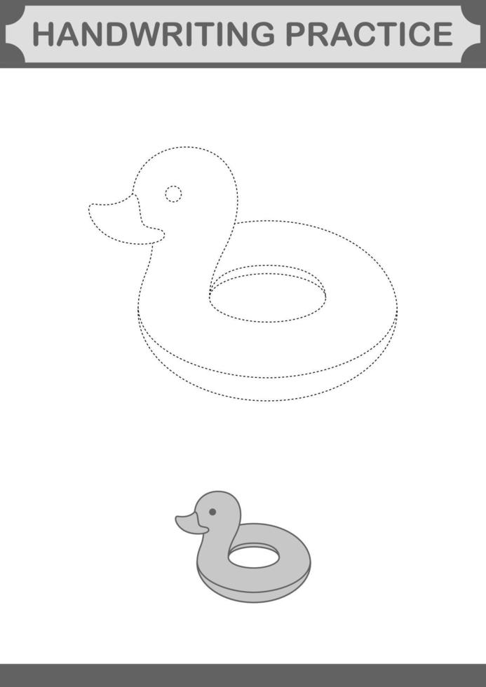 Handwriting practice with Inflatable Duck. Worksheet for kids vector