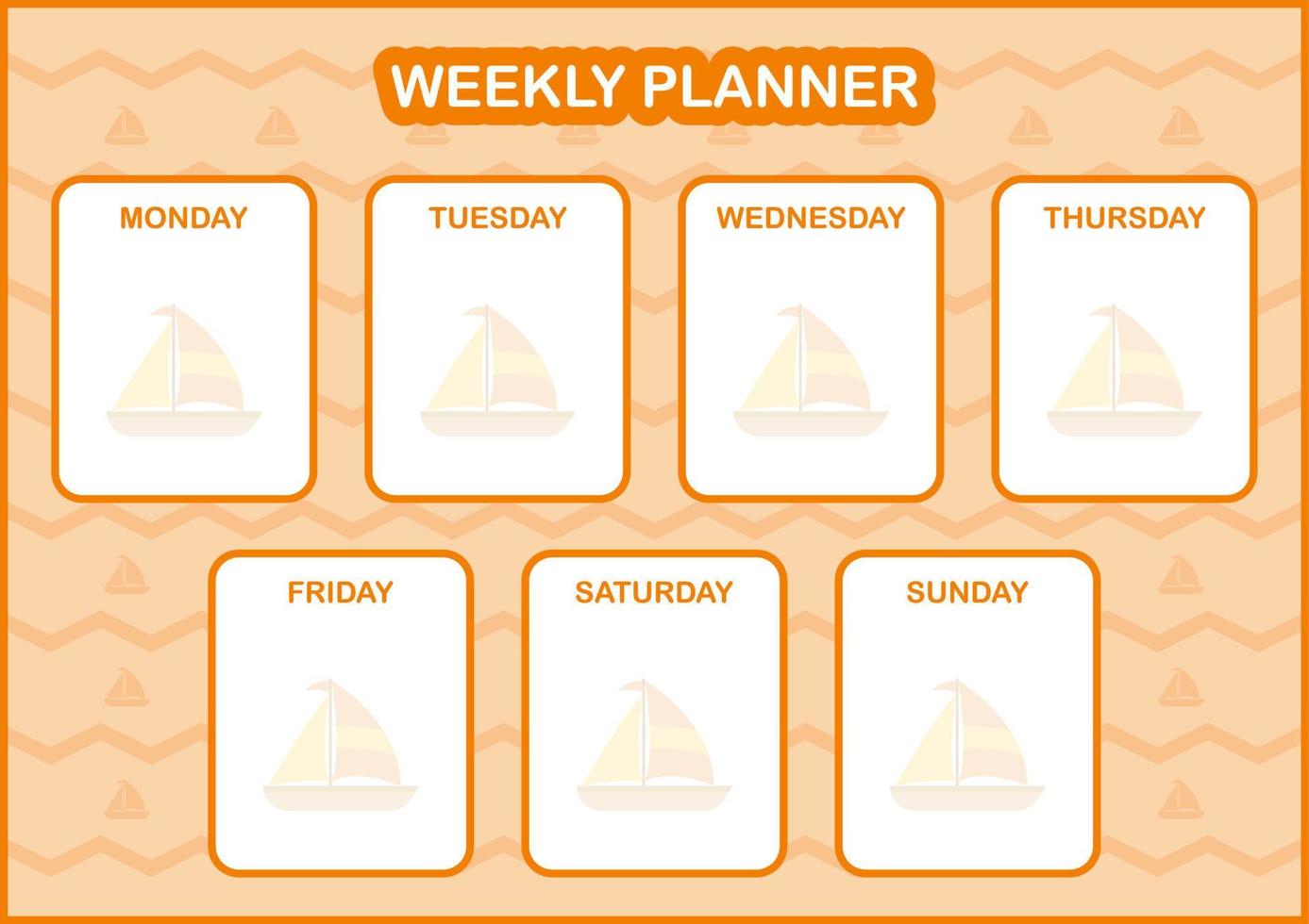 planificador diario y semanal con velero vector