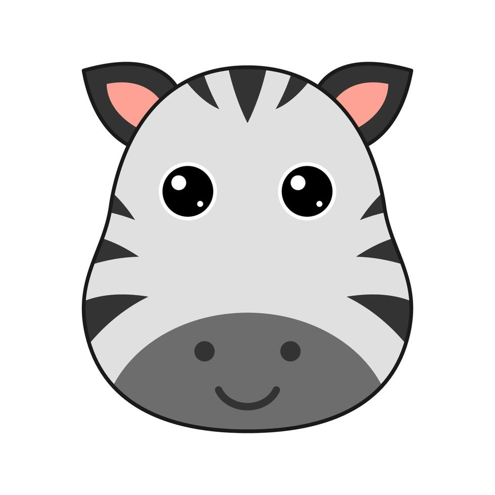 Cute Zebra face isolated on white background vector