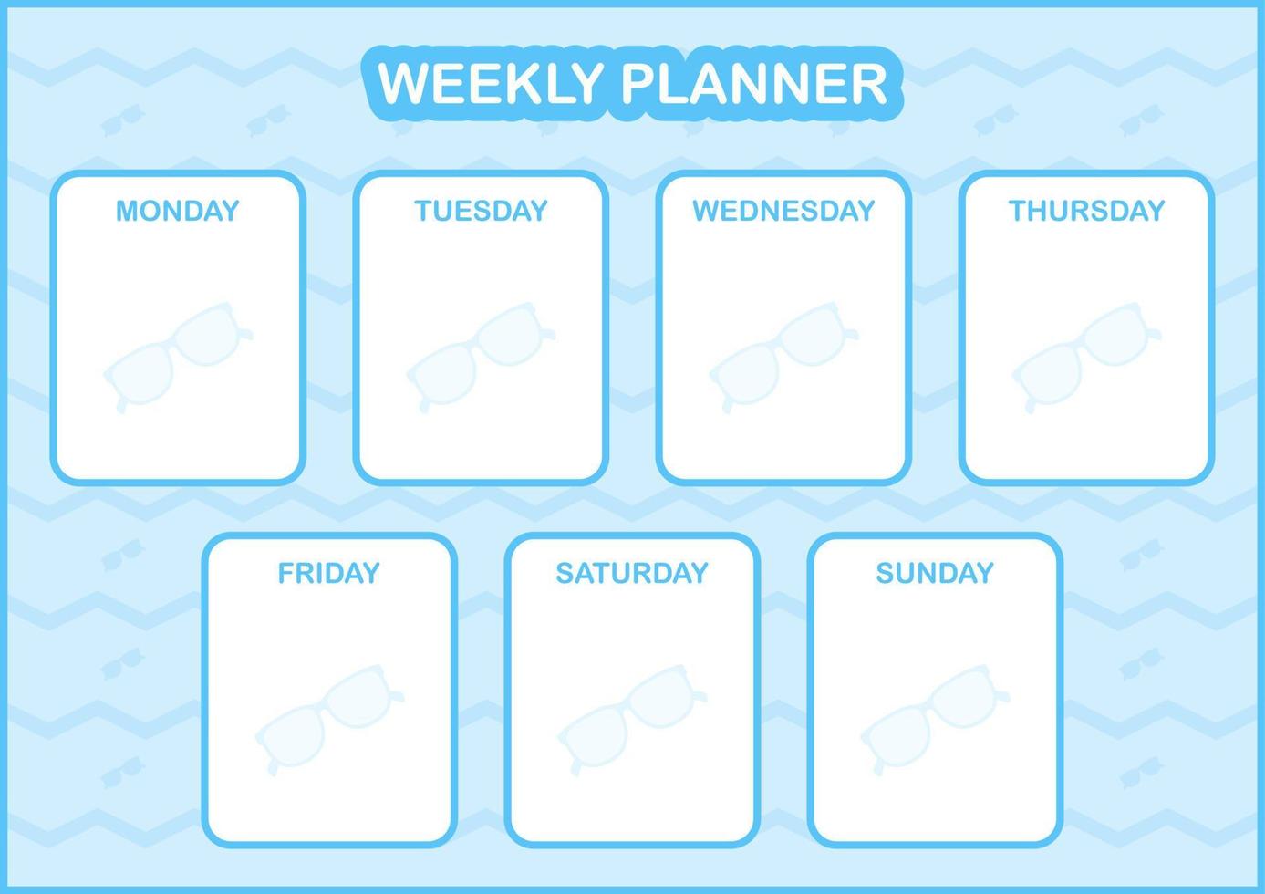 planificador diario y semanal con gafas vector