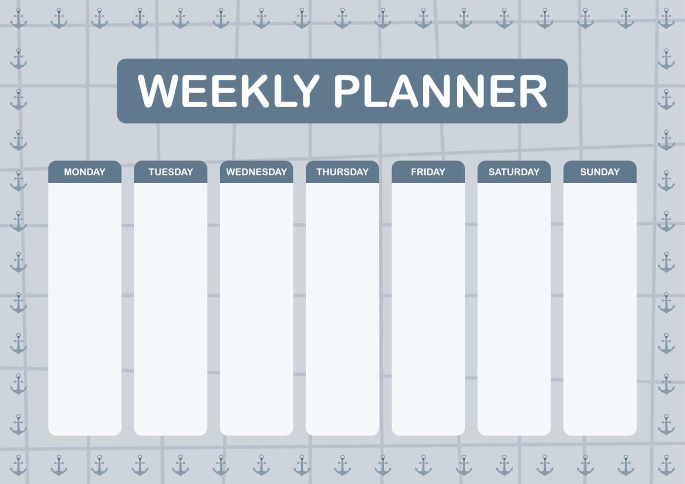 Daily and weekly planner with Anchor vector