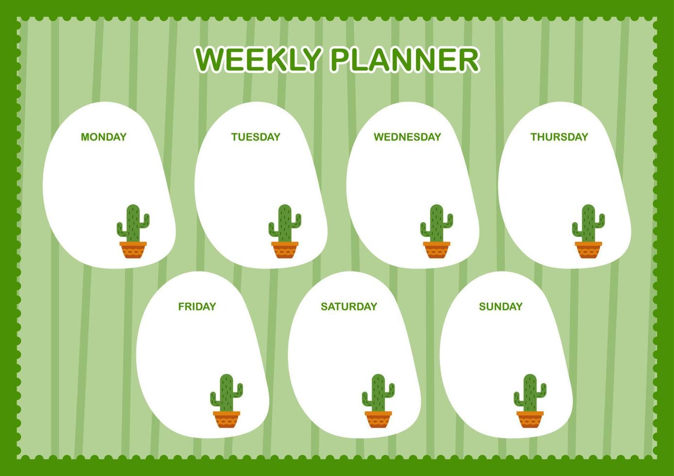 Daily and weekly planner with Cactus vector