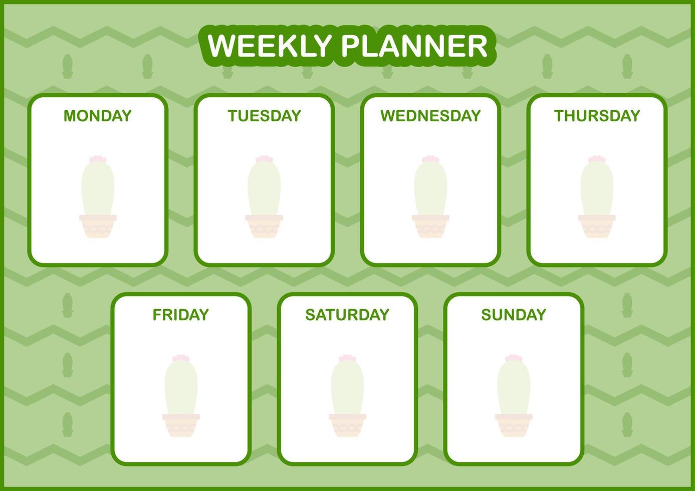 Daily and weekly planner with Cactus vector