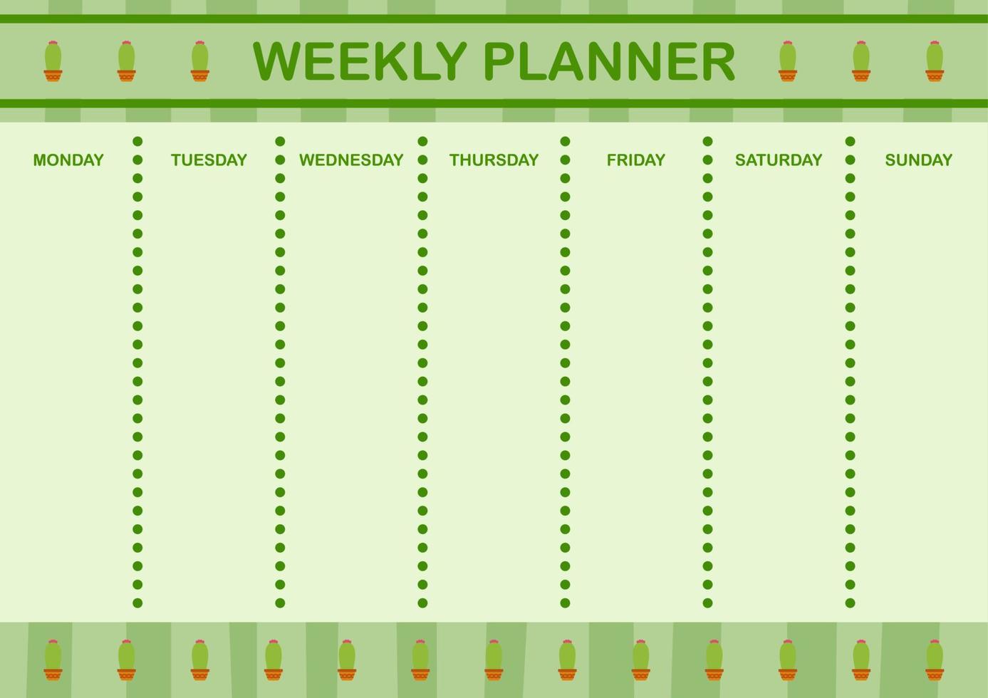 Daily and weekly planner with Cactus vector