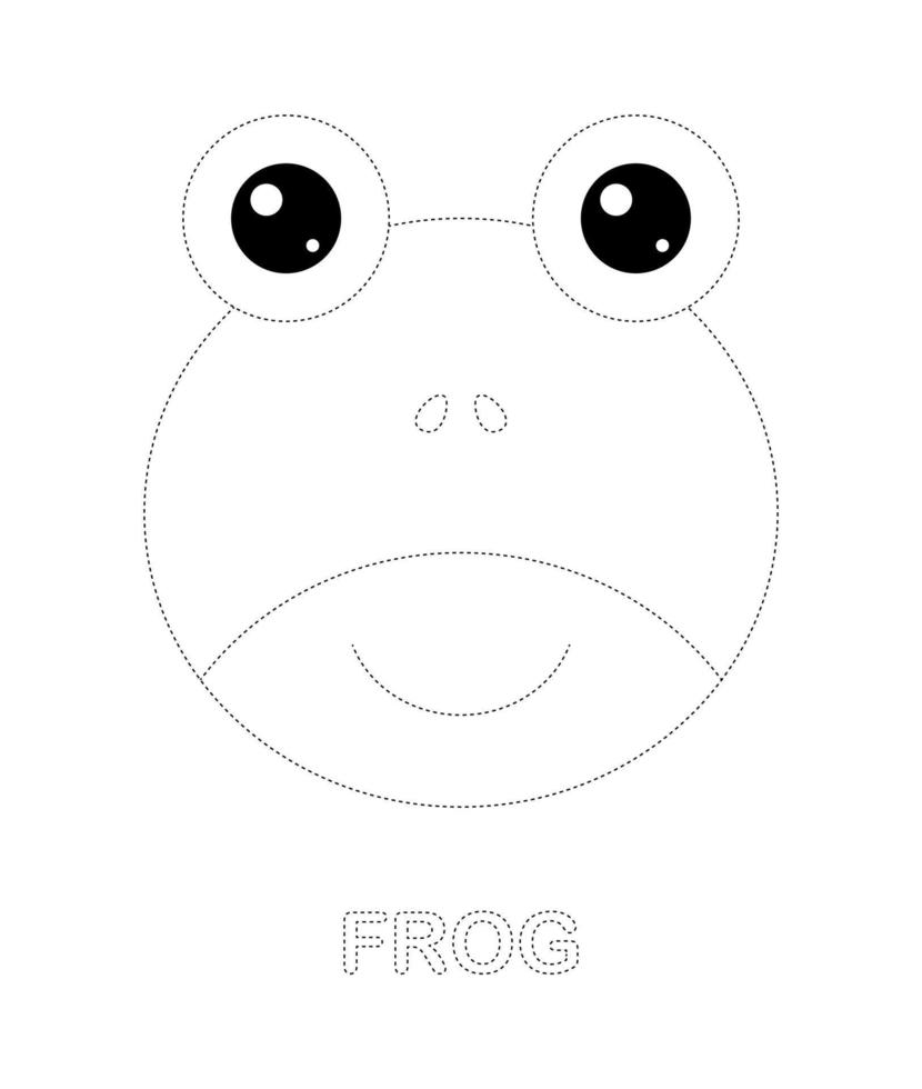 Frog tracing worksheet for kids vector