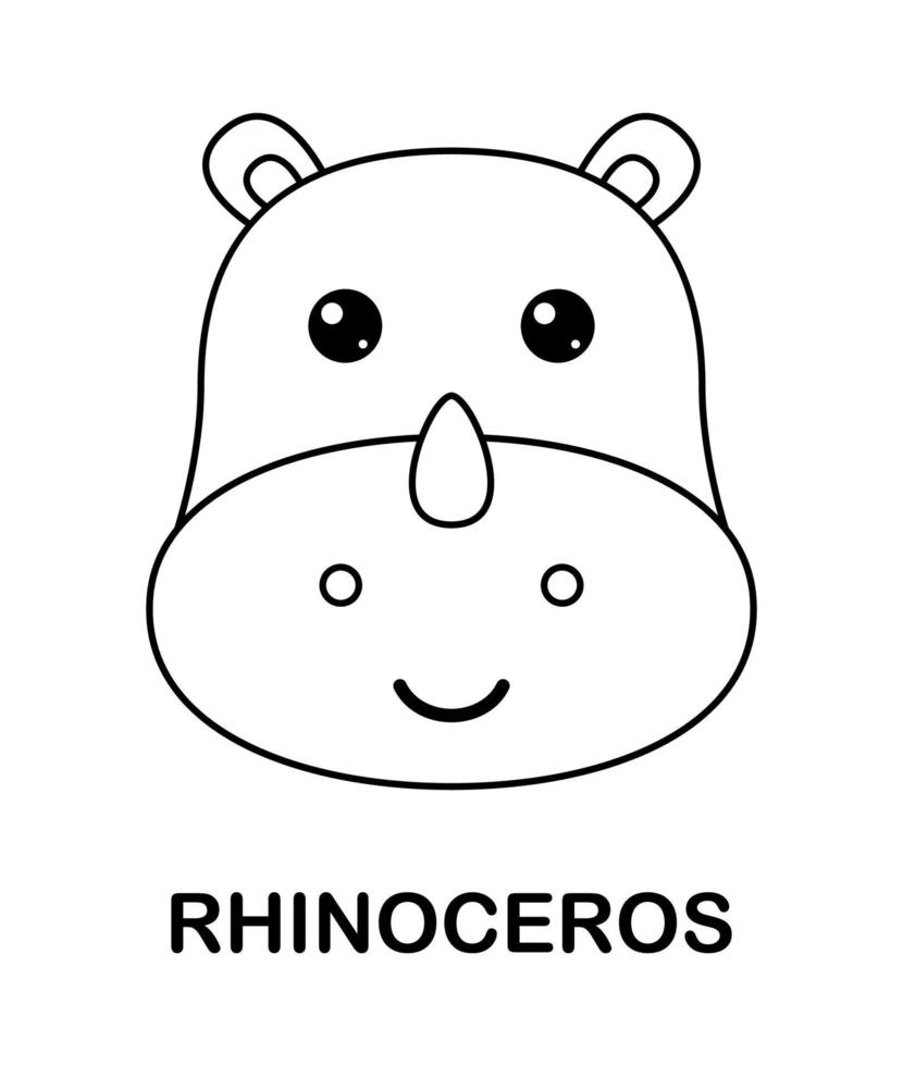 página para colorear con rinoceronte para niños vector