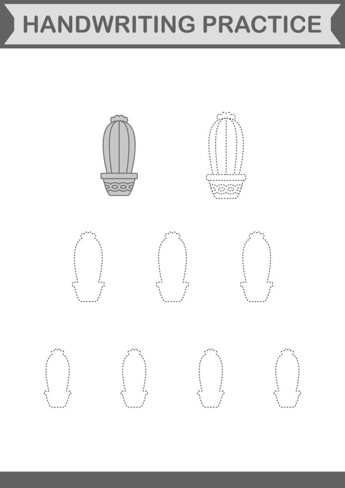 Handwriting practice with Cactus. Worksheet for kids vector
