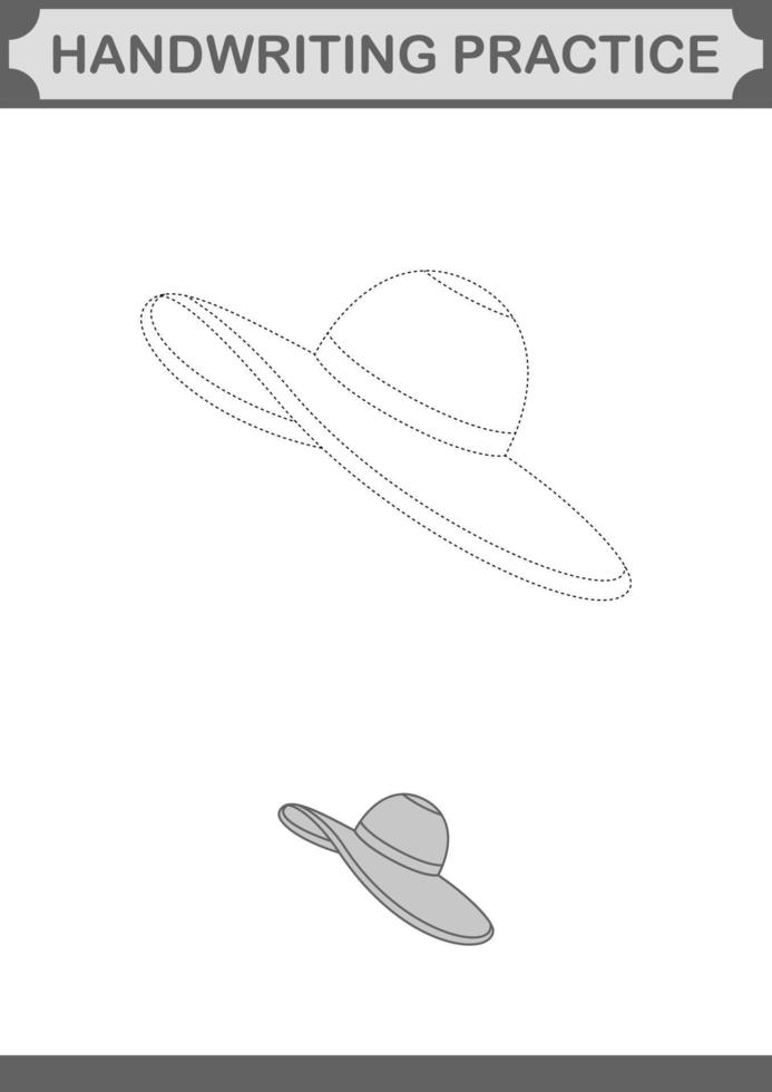 Handwriting practice with Women Hat. Worksheet for kids vector