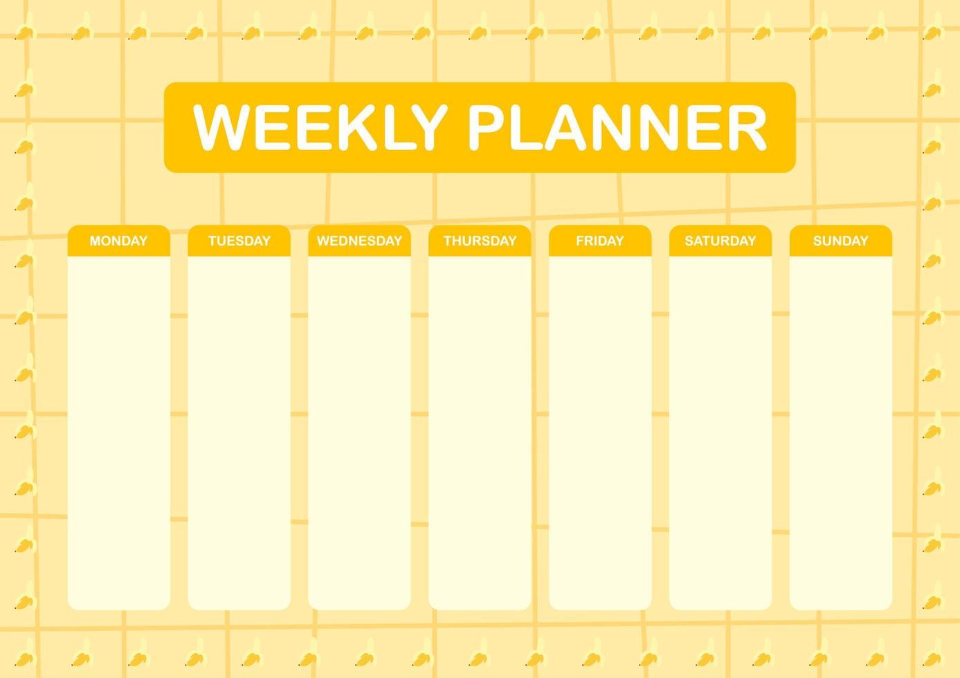 Daily and weekly planner with Banana vector