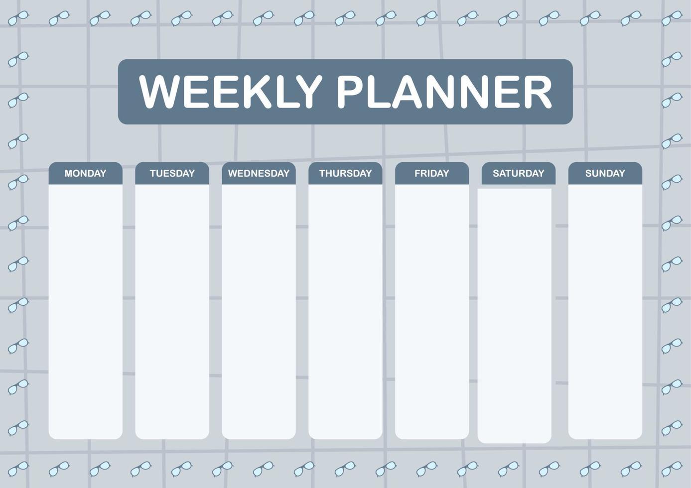 planificador diario y semanal con gafas vector