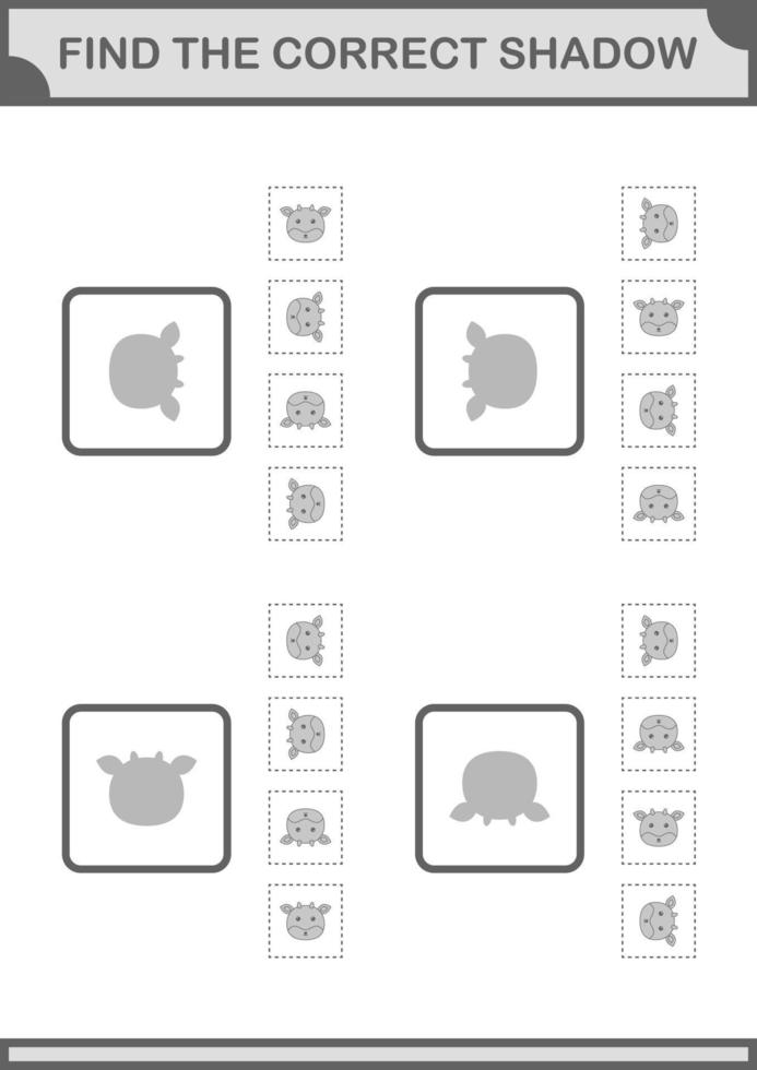 Find the correct shadow Deer face. Worksheet for kids vector