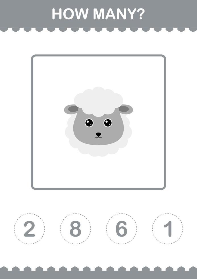 How Many Sheep face. Worksheet for kids vector